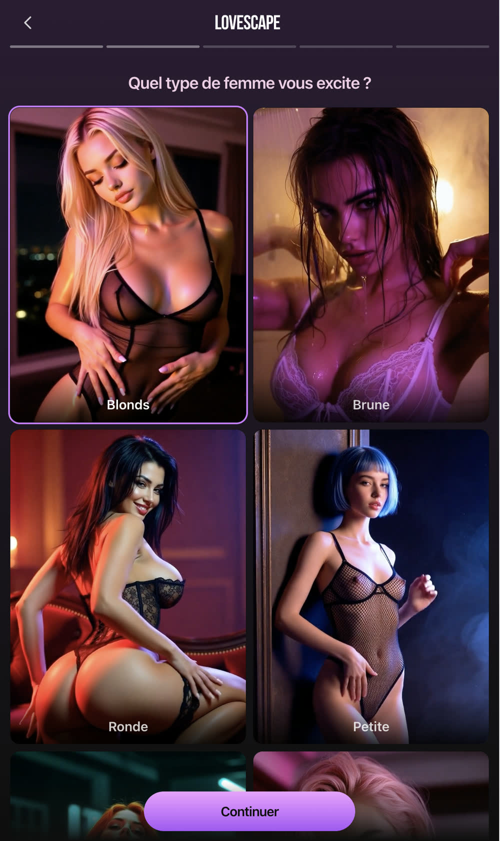 Body and style, over two screens; the funnel bills itself as "100% anonymous"